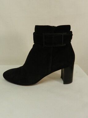 Aquatalia Suede black zip up boots w/ Buckle black made in Italy Women Size Sz 7